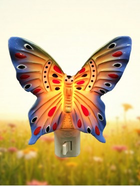 Porcelain Blue Butterfly Night Light with Gift Box